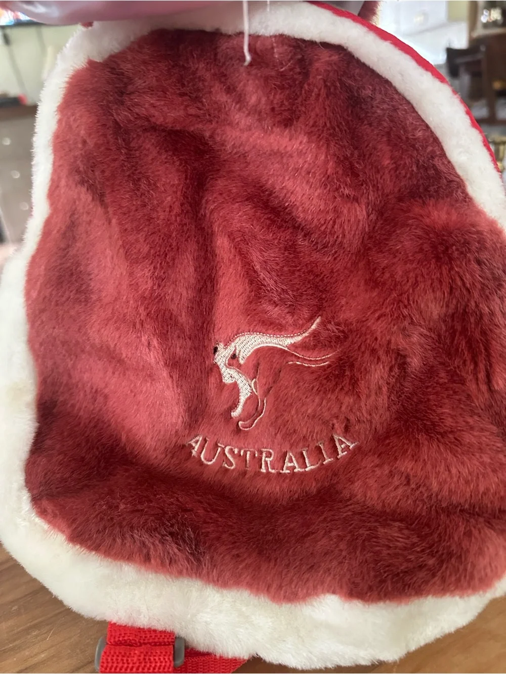 Koala Plush Backpack with 'Australia' new with tags Embroidery - Red & Gray 10”